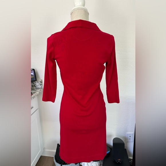 Ralph Lauren Red Sheath Dress with Polo Collar and Cuffed Sleeves - Picture 5 of 8